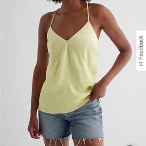 🔥NWT🔥 Express Satin Seamed V-Neck Cross-Back Downtown Cami